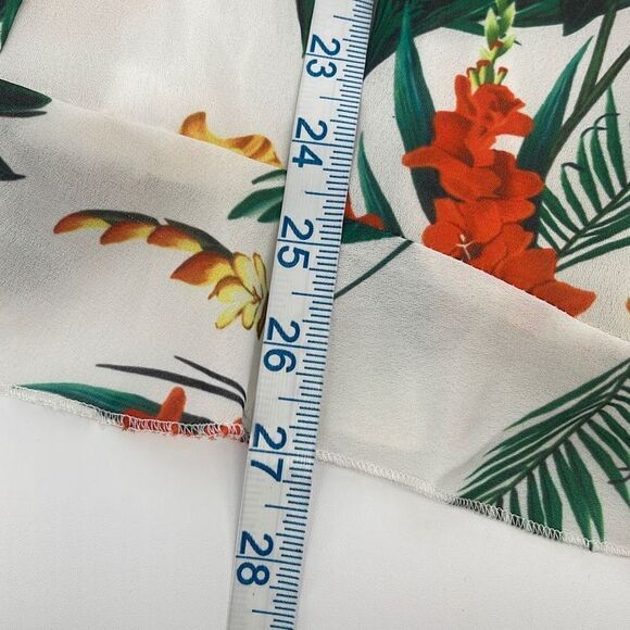 Prettylittlething Womens Tropical Paradise Tie Romper V Neck Green White Size 2 - Picture 9 of 10